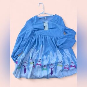 Blue Dress with Bunny Print‎